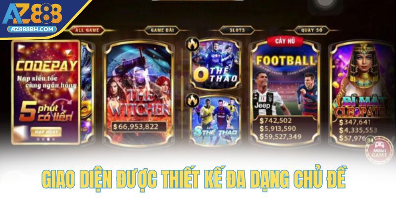 Giao diện được thiết kế đa dạng chủ đề